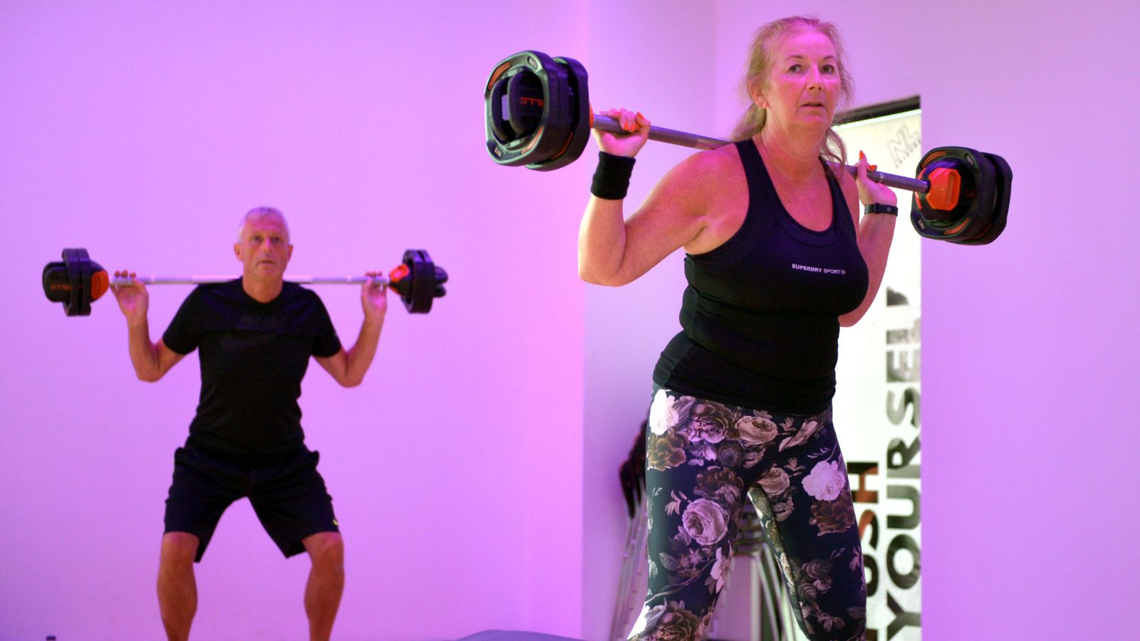 woman and man in body pump