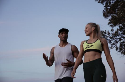 man and woman walking